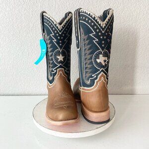 Lane RODEO HOUSTON Mens Cowboy Boots Size 13B Brown Leather Western Blunt Toe